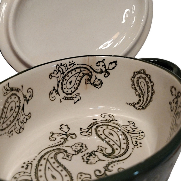 Temp-tations Presentable Ovenware by Tara Vintage Paisley Stoneware in Green 9oz - Picture 10 of 10